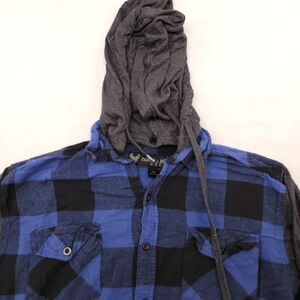 Hawks Bay Casual Pullover Long Sleeve Hoodie Mens Size XL Blue Black Plaid